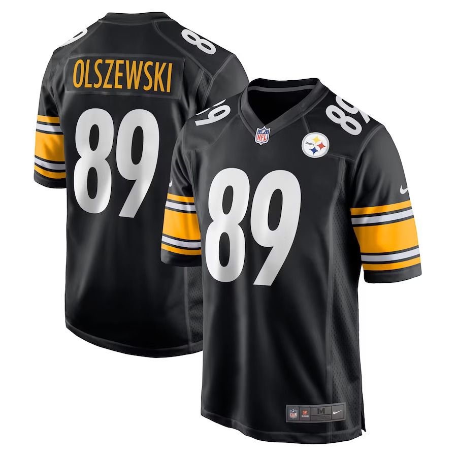 Men Pittsburgh Steelers 89 Gunner Olszewski Nike Black Game Player NFL Jersey